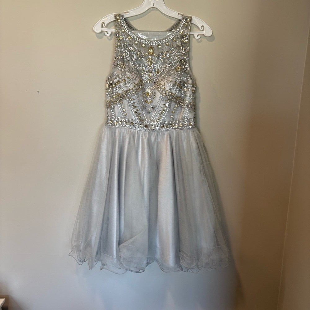 Stunning Silver Embellished Prom Dress